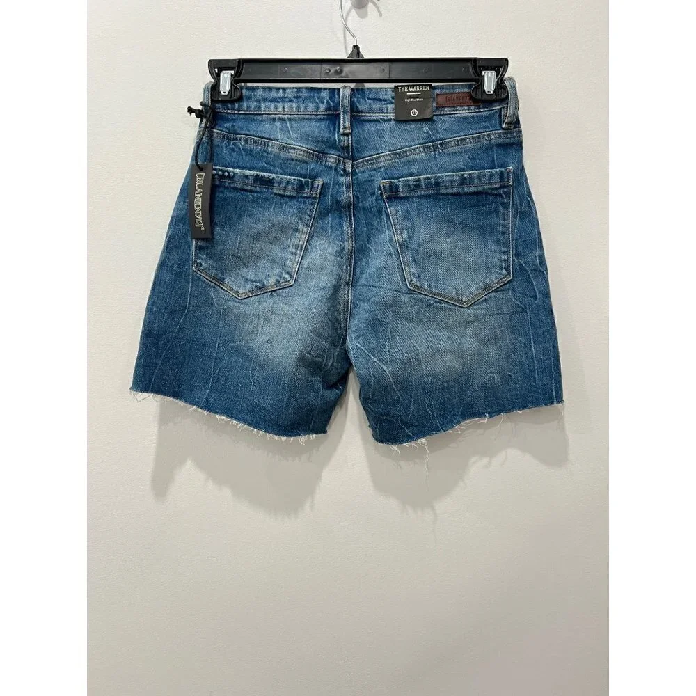 NWT BLANKNYC Size 27 Button Fly Raw Hem Long Denim Shorts MSRP $78